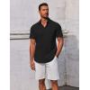 imageCOOFANDY Mens Button Down Shirts Short Sleeve Casual Summer Beach Shirts Vacation Wedding ShirtsBlack