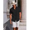 imageCOOFANDY Mens Button Down Shirts Short Sleeve Casual Summer Beach Shirts Vacation Wedding ShirtsBlack