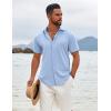 imageCOOFANDY Mens Button Down Shirts Short Sleeve Casual Summer Beach Shirts Vacation Wedding ShirtsClear Blue