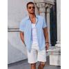 imageCOOFANDY Mens Button Down Shirts Short Sleeve Casual Summer Beach Shirts Vacation Wedding ShirtsClear Blue