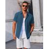 imageCOOFANDY Mens Button Down Shirts Short Sleeve Casual Summer Beach Shirts Vacation Wedding ShirtsDeep Blue