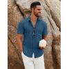 imageCOOFANDY Mens Button Down Shirts Short Sleeve Casual Summer Beach Shirts Vacation Wedding ShirtsDeep Blue