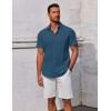 imageCOOFANDY Mens Button Down Shirts Short Sleeve Casual Summer Beach Shirts Vacation Wedding ShirtsDeep Blue