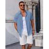 imageCOOFANDY Mens Button Down Shirts Short Sleeve Casual Summer Beach Shirts Vacation Wedding ShirtsDenim Blue