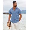 imageCOOFANDY Mens Button Down Shirts Short Sleeve Casual Summer Beach Shirts Vacation Wedding ShirtsDenim Blue