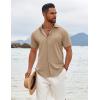 imageCOOFANDY Mens Button Down Shirts Short Sleeve Casual Summer Beach Shirts Vacation Wedding ShirtsKhaki