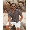 imageCOOFANDY Mens Button Down Shirts Short Sleeve Casual Summer Beach Shirts Vacation Wedding ShirtsLight Brown