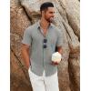 imageCOOFANDY Mens Button Down Shirts Short Sleeve Casual Summer Beach Shirts Vacation Wedding ShirtsLight Grey