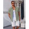 imageCOOFANDY Mens Button Down Shirts Short Sleeve Casual Summer Beach Shirts Vacation Wedding ShirtsOlive Green