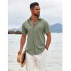 imageCOOFANDY Mens Button Down Shirts Short Sleeve Casual Summer Beach Shirts Vacation Wedding ShirtsOlive Green
