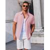 imageCOOFANDY Mens Button Down Shirts Short Sleeve Casual Summer Beach Shirts Vacation Wedding ShirtsPink