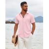 imageCOOFANDY Mens Button Down Shirts Short Sleeve Casual Summer Beach Shirts Vacation Wedding ShirtsPink