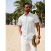 imageCOOFANDY Mens Button Down Shirts Short Sleeve Casual Summer Beach Shirts Vacation Wedding ShirtsWhite
