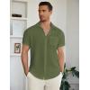 imageCOOFANDY Mens Casual Button Down Short Sleeve Shirt Textured Summer Beach Vacation ShirtArmy Green