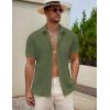 imageCOOFANDY Mens Casual Button Down Short Sleeve Shirt Textured Summer Beach Vacation ShirtArmy Green