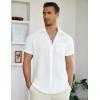 imageCOOFANDY Mens Casual Button Down Short Sleeve Shirt Textured Summer Beach Vacation ShirtAwhite
