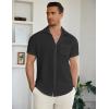 imageCOOFANDY Mens Casual Button Down Short Sleeve Shirt Textured Summer Beach Vacation ShirtBlack