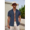 imageCOOFANDY Mens Casual Button Down Short Sleeve Shirt Textured Summer Beach Vacation ShirtBlueviolet