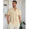 imageCOOFANDY Mens Casual Button Down Short Sleeve Shirt Textured Summer Beach Vacation ShirtChampagne