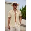 imageCOOFANDY Mens Casual Button Down Short Sleeve Shirt Textured Summer Beach Vacation ShirtChampagne