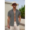 imageCOOFANDY Mens Casual Button Down Short Sleeve Shirt Textured Summer Beach Vacation ShirtDark Grey