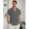 imageCOOFANDY Mens Casual Button Down Short Sleeve Shirt Textured Summer Beach Vacation ShirtDark Grey