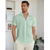 imageCOOFANDY Mens Casual Button Down Short Sleeve Shirt Textured Summer Beach Vacation ShirtIce Green
