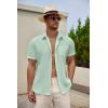imageCOOFANDY Mens Casual Button Down Short Sleeve Shirt Textured Summer Beach Vacation ShirtIce Green