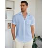 imageCOOFANDY Mens Casual Button Down Short Sleeve Shirt Textured Summer Beach Vacation ShirtLight Blue