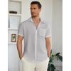 imageCOOFANDY Mens Casual Button Down Short Sleeve Shirt Textured Summer Beach Vacation ShirtLigjt Grey
