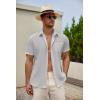 imageCOOFANDY Mens Casual Button Down Short Sleeve Shirt Textured Summer Beach Vacation ShirtLigjt Grey