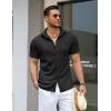 imageCOOFANDY Mens Knit Button Down Shirts Casual Short Sleeve Polo Shirt Summer Beach Shirts with PocketBlack