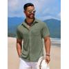 imageCOOFANDY Mens Knit Button Down Shirts Casual Short Sleeve Polo Shirt Summer Beach Shirts with PocketChive