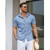 imageCOOFANDY Mens Knit Button Down Shirts Casual Short Sleeve Polo Shirt Summer Beach Shirts with PocketDark Blue