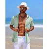 imageCOOFANDY Mens Knit Button Down Shirts Casual Short Sleeve Polo Shirt Summer Beach Shirts with PocketGossamer Green