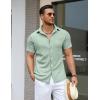 imageCOOFANDY Mens Knit Button Down Shirts Casual Short Sleeve Polo Shirt Summer Beach Shirts with PocketGossamer Green