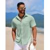 imageCOOFANDY Mens Knit Button Down Shirts Casual Short Sleeve Polo Shirt Summer Beach Shirts with PocketGossamer Green