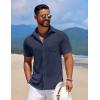 imageCOOFANDY Mens Knit Button Down Shirts Casual Short Sleeve Polo Shirt Summer Beach Shirts with PocketMedieval Blue