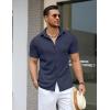 imageCOOFANDY Mens Knit Button Down Shirts Casual Short Sleeve Polo Shirt Summer Beach Shirts with PocketMedieval Blue