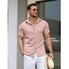 imageCOOFANDY Mens Knit Button Down Shirts Casual Short Sleeve Polo Shirt Summer Beach Shirts with PocketMisty Rose