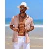 imageCOOFANDY Mens Knit Button Down Shirts Casual Short Sleeve Polo Shirt Summer Beach Shirts with PocketMisty Rose
