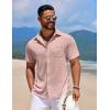 imageCOOFANDY Mens Knit Button Down Shirts Casual Short Sleeve Polo Shirt Summer Beach Shirts with PocketMisty Rose