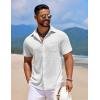 imageCOOFANDY Mens Knit Button Down Shirts Casual Short Sleeve Polo Shirt Summer Beach Shirts with PocketWhite