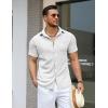 imageCOOFANDY Mens Knit Button Down Shirts Casual Short Sleeve Polo Shirt Summer Beach Shirts with PocketWhite