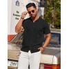 imageCOOFANDY Mens Knit Shirt Short Sleeve Button Down Shirts Casual Summer Beach Vintage Polo ShirtsBlack