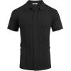 imageCOOFANDY Mens Knit Shirt Short Sleeve Button Down Shirts Casual Summer Beach Vintage Polo ShirtsBlack