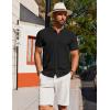 imageCOOFANDY Mens Knit Shirt Short Sleeve Button Down Shirts Casual Summer Beach Vintage Polo ShirtsBlack