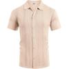 imageCOOFANDY Mens Knit Shirt Short Sleeve Button Down Shirts Casual Summer Beach Vintage Polo ShirtsCream
