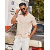 imageCOOFANDY Mens Knit Shirt Short Sleeve Button Down Shirts Casual Summer Beach Vintage Polo ShirtsCream