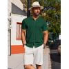 imageCOOFANDY Mens Knit Shirt Short Sleeve Button Down Shirts Casual Summer Beach Vintage Polo ShirtsGreen